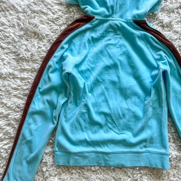 Y2K Mossimo Blue & Brown Velour Full Zip Hoodie - Picture 2 of 6